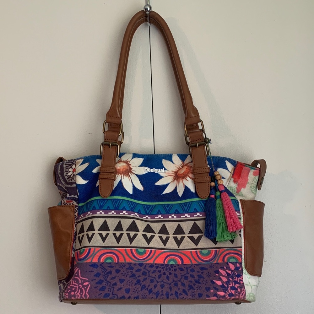 Desigual Saint Tropez Multicolour Removable Pouch Cloth Shoulder Bag